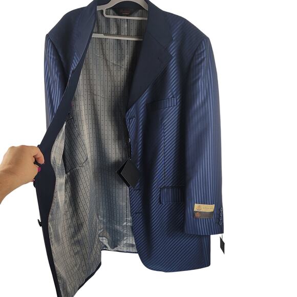 Pallini Navy Oxford Superior 150's Men's Suit Jacket 42R 36W NWT - Picture 3 of 7